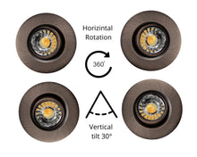 Load image into Gallery viewer, 3 Inch 8W CRI90 5CCT Color Selectable LED Gimbal Pot Lights (Brushed Bronze)
