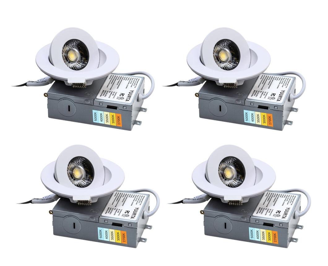 3 Inch 6W 24° Narrow Beam 90° Tilt Color Selectable 5CCT 500Lm Wet Rated Gimbal Lights