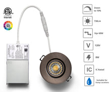Load image into Gallery viewer, 3 Inch 8W CRI90 5CCT Color Selectable LED Gimbal Pot Lights (Brushed Bronze)
