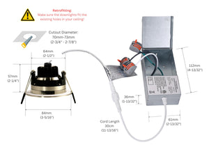 3 Inch 8W 830Lm Brushed Nickel LED Gimbal Lights (3000K)