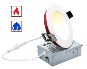 4 Inch 9W 2-Hour Fire Rated LED Downlights (Pot Lights) 5CCT Color Selectable
