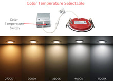 Load image into Gallery viewer, 4 Inch 9W 2-Hour Fire Rated 5CCT Color Selectable LED Downlights (Black)
