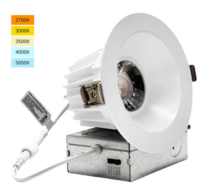 4-Inch 12W Anti Glare 5CCT CRI90+ LED Downlights (Round White)