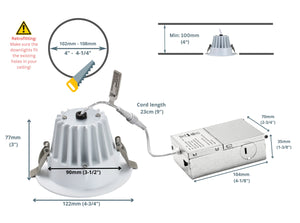 4-Inch 12W Anti Glare 5CCT CRI90+ LED Downlights (Round White)