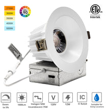 Load image into Gallery viewer, 4-Inch 12W Anti Glare 5CCT CRI90+ LED Downlights (Round White)
