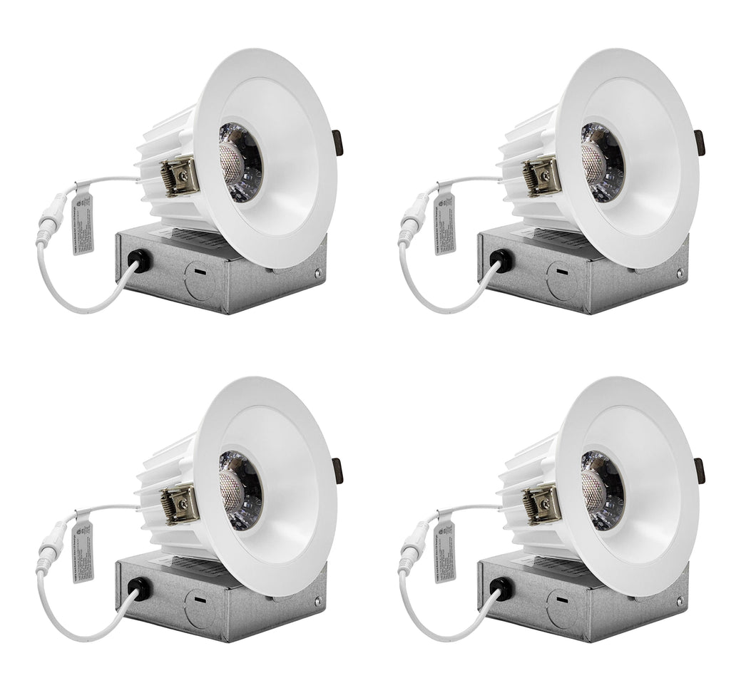 4-Inch 12W Anti Glare 3CCT CRI90+ LED Downlights (Round White)