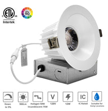 Load image into Gallery viewer, 4-Inch 12W Anti Glare 3CCT CRI90+ LED Downlights (Round White)
