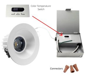 4-Inch 12W Anti Glare 3CCT CRI90+ LED Downlights (Round White)