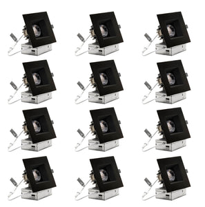4-Inch 12W Anti Glare 3CCT CRI90+ LED Downlights (Square Black)