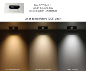 4-Inch 12W Anti Glare 3CCT CRI90+ LED Downlights (Square Black)