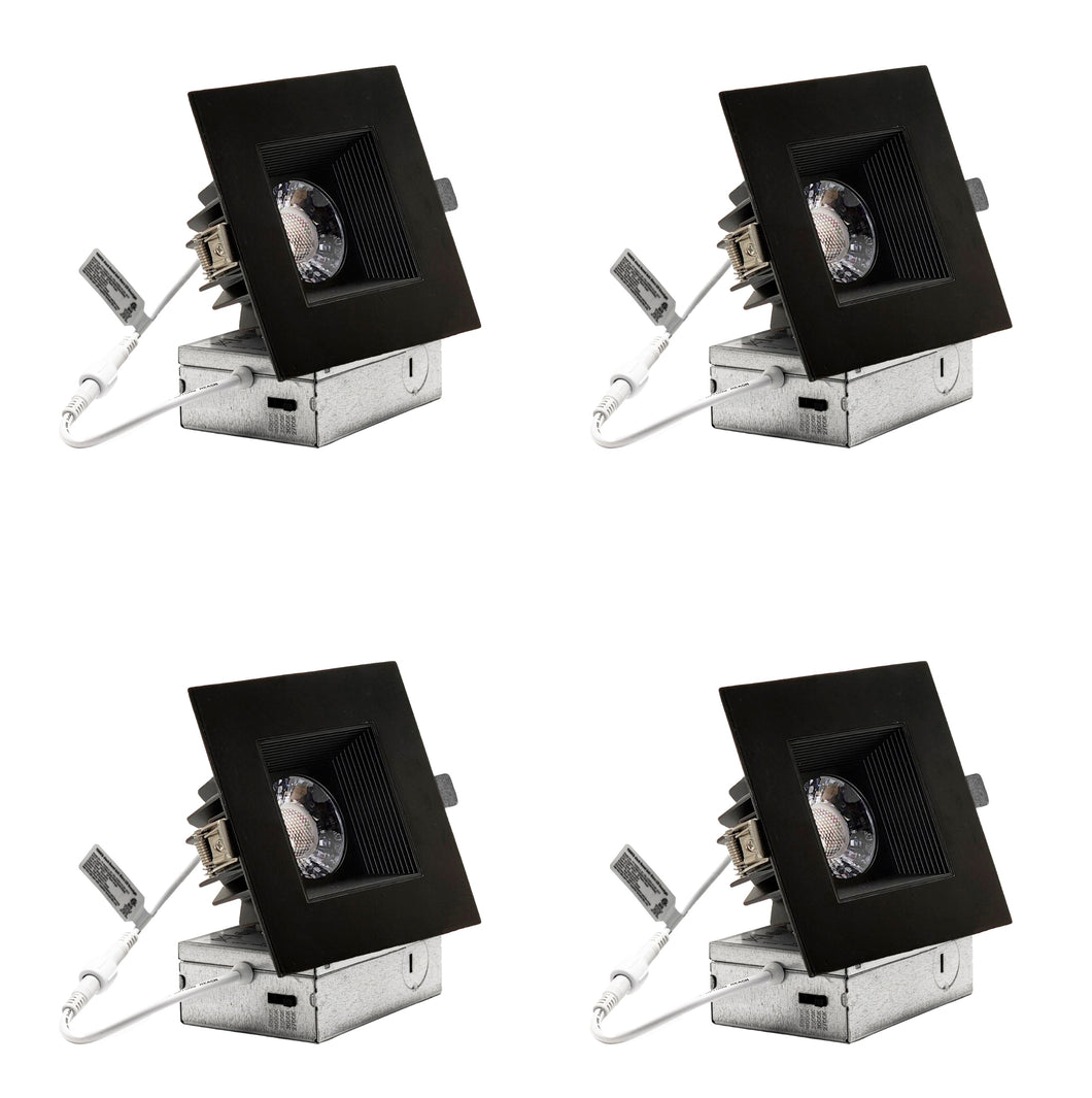 4-Inch 12W Anti Glare 5CCT CRI90+ LED Downlights (Square Black)