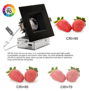 4-Inch 12W Anti Glare 5CCT CRI90+ LED Downlights (Square Black)
