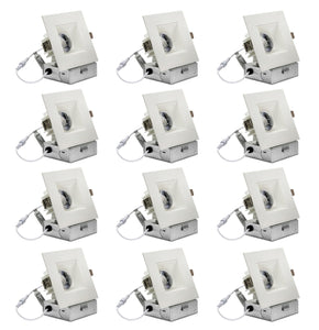 4-Inch 12W Anti Glare 3CCT CRI90+ LED Downlights (Square White)