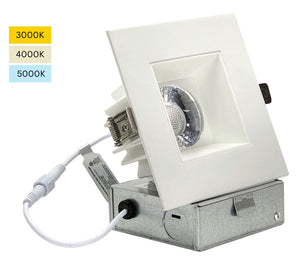 4-Inch 12W Anti Glare 3CCT CRI90+ LED Downlights (Square White)