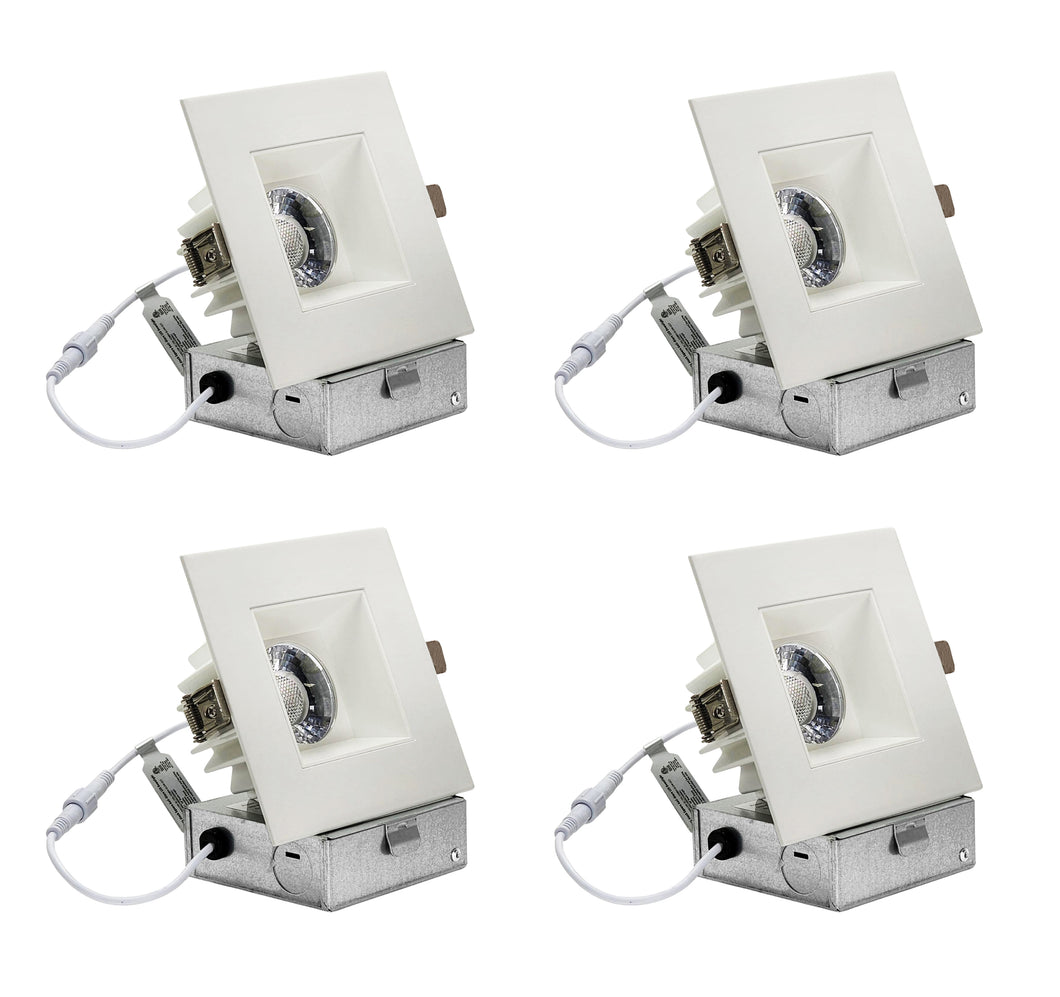 4-Inch 12W Anti Glare 3CCT CRI90+ LED Downlights (Square White)