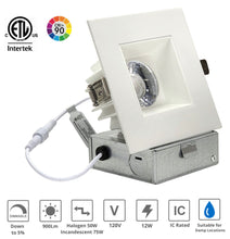 Load image into Gallery viewer, 4-Inch 12W Anti Glare 3CCT CRI90+ LED Downlights (Square White)
