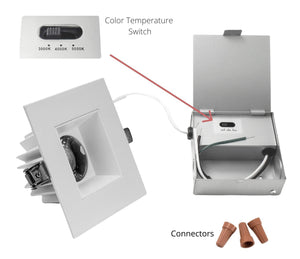 4-Inch 12W Anti Glare 3CCT CRI90+ LED Downlights (Square White)