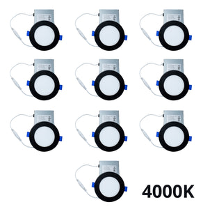 YUURTA  (10-pack) 4-inch 10W Black Trim Recessed Ceiling LED Downlights