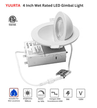 Load image into Gallery viewer, 4 Inch 9W 900Lm 3CCT Wet Rated Gimbal Lights for Sloped Ceilings
