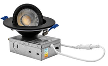 Load image into Gallery viewer, 4" 10W 90° Tilt Recessed LED Gimbal Pot Lights 5 CCT Color Selectable (Round Black)
