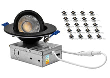Load image into Gallery viewer, 4" 10W 90° Tilt Recessed LED Gimbal Pot Lights 5 CCT Color Selectable (Round Black)
