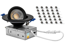 Load image into Gallery viewer, 4" 10W 90° Tilt Recessed LED Gimbal Pot Lights 5 CCT Color Selectable (Round Black)

