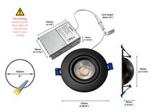 Load image into Gallery viewer, 4" 10W 90° Tilt Recessed LED Gimbal Pot Lights 5 CCT Color Selectable (Round Black)
