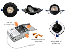 Load image into Gallery viewer, 4" 10W 90° Tilt Recessed LED Gimbal Pot Lights 5 CCT Color Selectable (Round Black)
