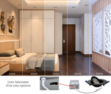 Load image into Gallery viewer, 4" 10W 90° Tilt Recessed LED Gimbal Pot Lights 5 CCT Color Selectable (Round Black)
