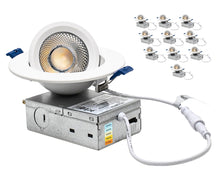Load image into Gallery viewer, 4" 10W 90° Tilt Recessed LED Gimbal Pot Lights 5 CCT Color Selectable (Round White)
