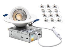 Load image into Gallery viewer, 4" 10W 90° Tilt Recessed LED Gimbal Pot Lights 5 CCT Color Selectable (Round White)
