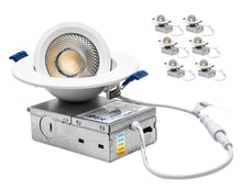 Load image into Gallery viewer, 4" 10W 90° Tilt Recessed LED Gimbal Pot Lights 5 CCT Color Selectable (Round White)
