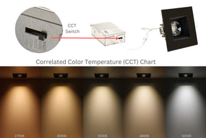 4-Inch 12W Anti Glare 5CCT CRI90+ LED Downlights (Square Black)