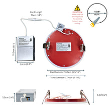 Load image into Gallery viewer, 6 Inch 12W 2-Hour Fire Rated 5CCT Color Selectable LED Downlights (White)
