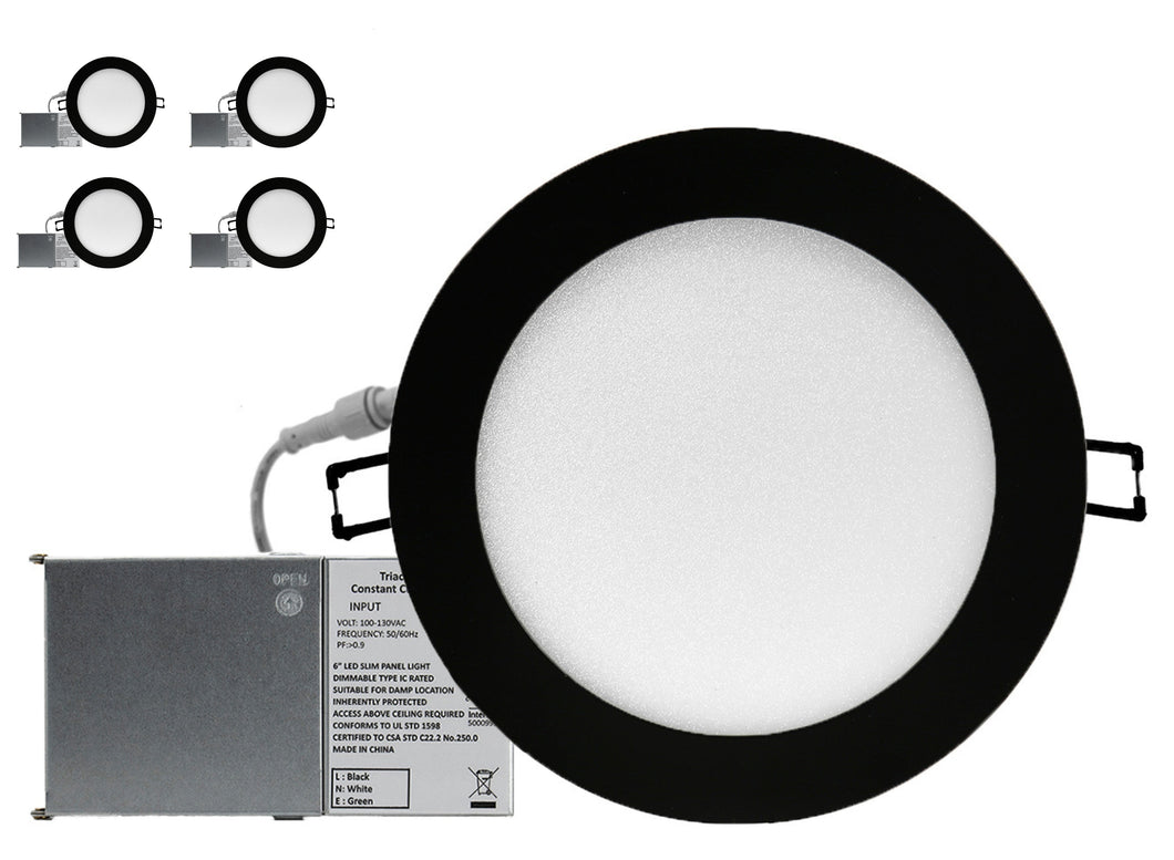6 Inch 15W 990Lm 5CCT Color Selectable LED Downlights (Black)