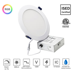 6 Inch 12W Smart Wireless Wi-Fi, Remote, Voice Control, RGB LED Downlights (White)