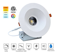 Load image into Gallery viewer, 6-Inch 15W Anti Glare 5CCT CRI90+ LED Downlights (Round White)
