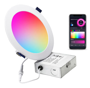 6 Inch 12W Smart Wireless Wi-Fi, Remote, Voice Control, RGB LED Downlights (White)