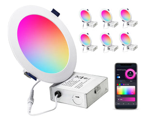 6 Inch 12W Smart Wireless Wi-Fi, Remote, Voice Control, RGB LED Downlights (White)