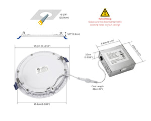 6 Inch 12W Smart Wireless Wi-Fi, Remote, Voice Control, RGB LED Downlights (White)
