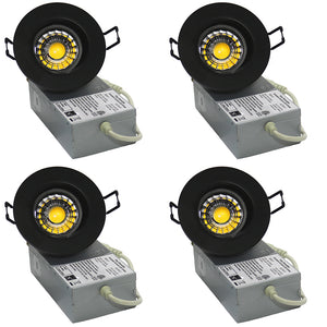 YUURTA (4-pack) 3-Inch 8W COB Chip Eyeball Black Trim LED Gimbal Lights ENERGY STAR