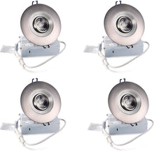 Load image into Gallery viewer, YUURTA (4-pack) 4-Inch 8W COB Chip Eyeball Brushed Nickel Trim LED Gimbal Lights ENERGY STAR
