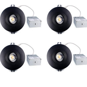YUURTA (4-pack) 4-Inch 8W COB Chip Eyeball Black Trim LED Gimbal Lights ENERGY STAR