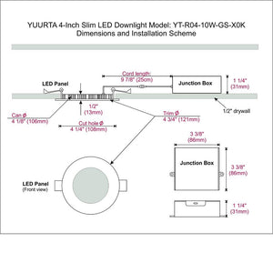 YUURTA (4-pack) LED 4-inch 10W Black Trim Recessed Ceiling Downlights