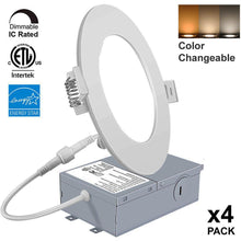 Load image into Gallery viewer, YUURTA 4-pack LED 4-inch 9W 3CCT downlights
